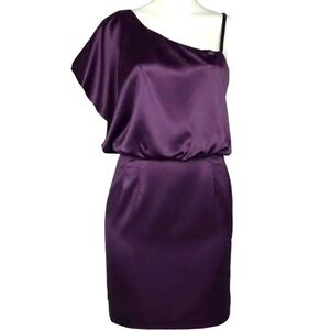 NWT! ($130) Jessica Simpson One Shoulder Purple Satin Dress Formal Prom Dress 14